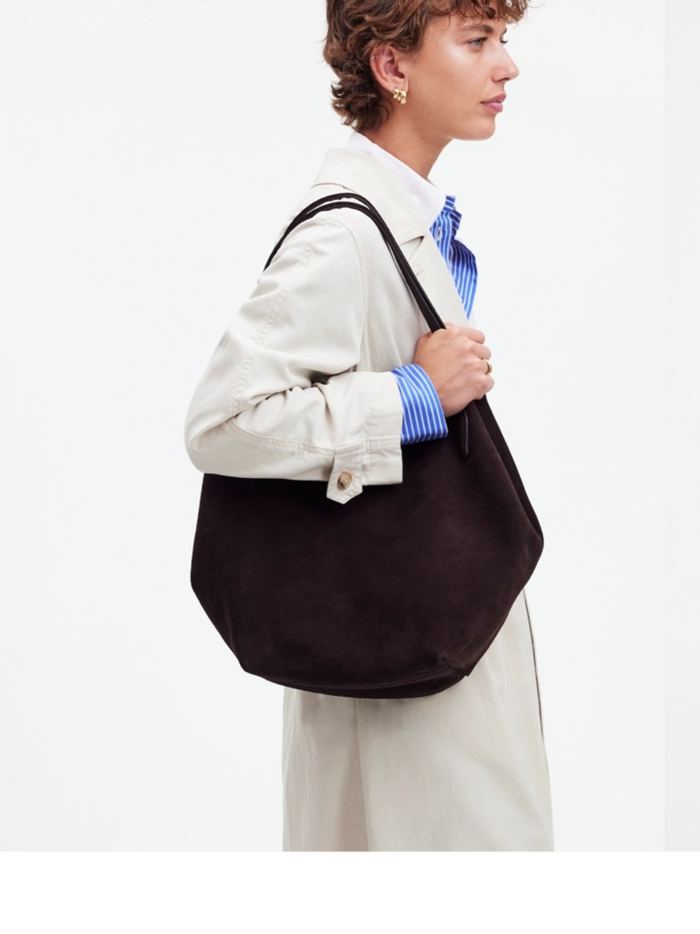 Madewell The Shoppers Tote Classic Brown Suede Tote Bag - Picture 3 of 6